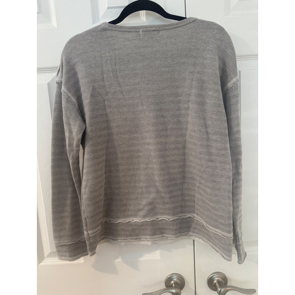 Nation LTD Jen Menchaca Grey Herringbone Raw Hem Sweatshirt Womens Small Peru - Picture 5 of 9